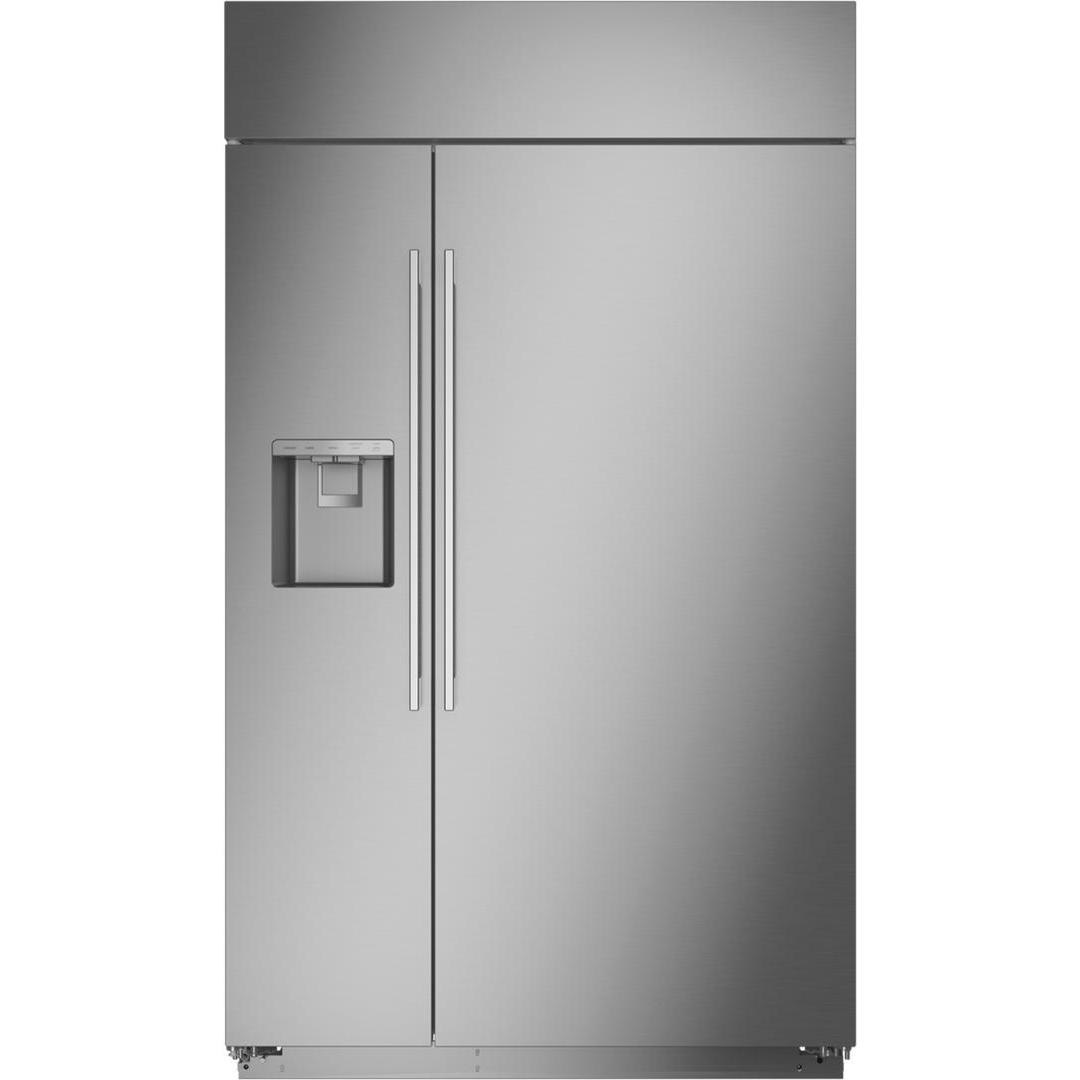 Réfrigérateur côte à côte avec distributeur extérieur d'eau et de