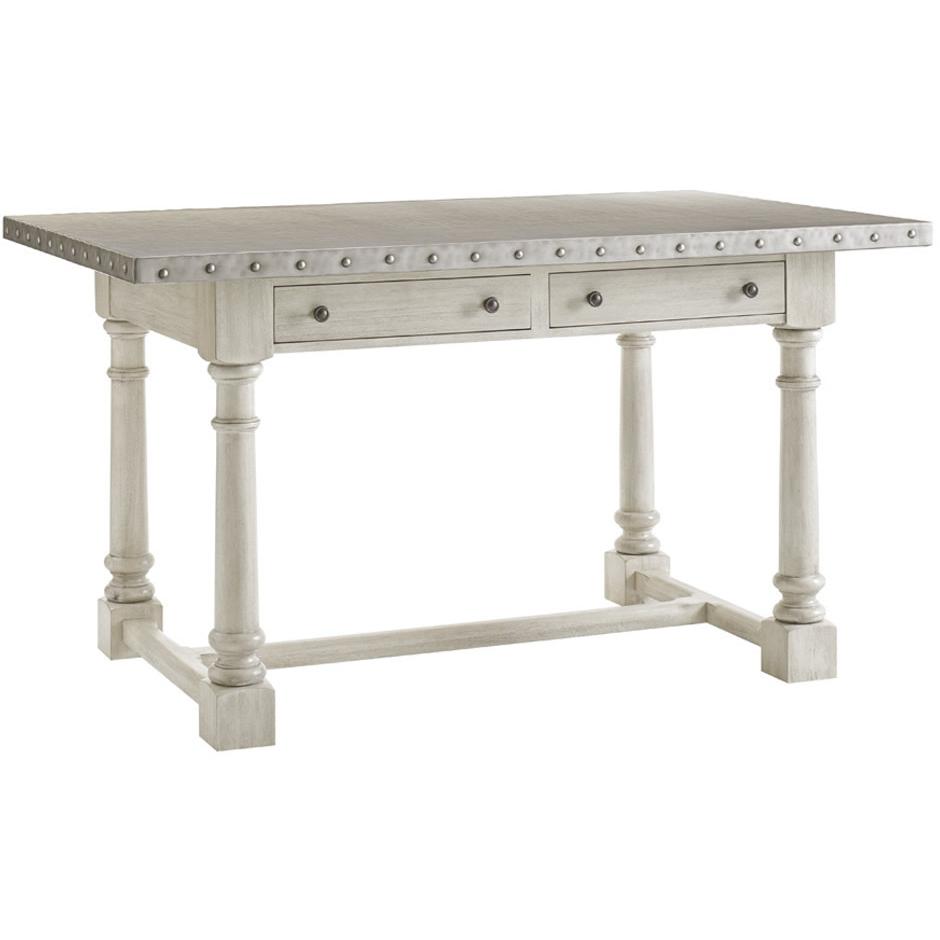 Oyster Bay Pub Height Dining Table with Metal Top and Trestle Base IMAGE 1