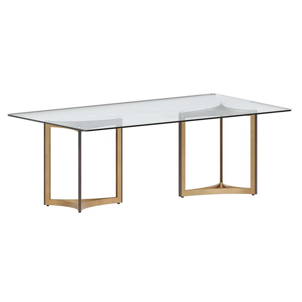 Mendoza Dining Table with Glass Top and Pedestal Base IMAGE 1