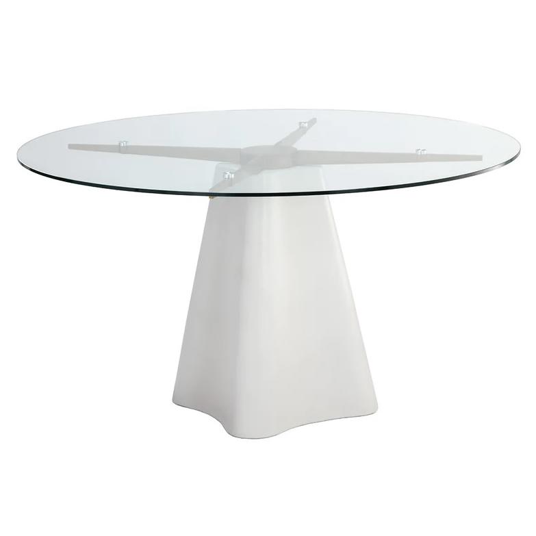 Round Moda Dining Table with Glass top and Pedestal Base IMAGE 1