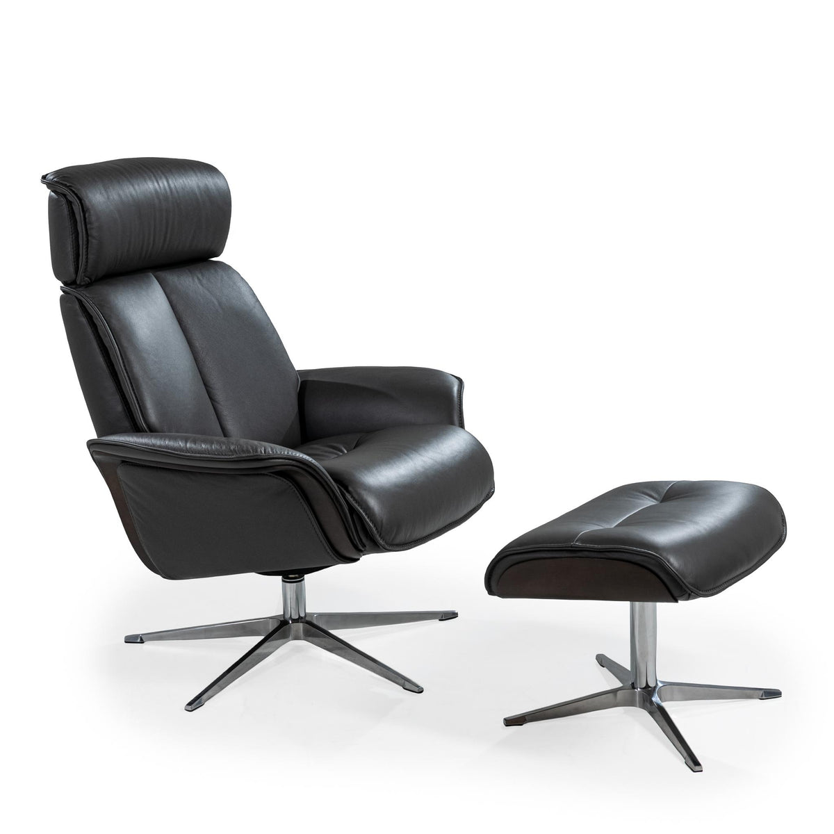 Space Swivel Leather Recliner IMAGE 1