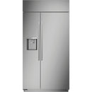 Monogram 42-inch, 24.6 cu.ft. Built-in Side-by-Side Refrigerator with External Water and Ice Dispenser ZISS420DNSS IMAGE 2