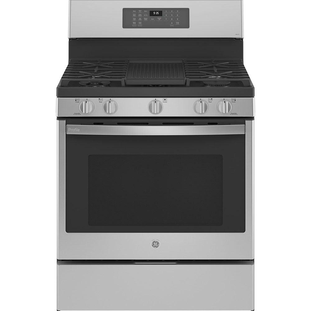 GE Profile 30-inch Freestanding Gas Range with True European Convection Technology PCGB935YPFS IMAGE 1